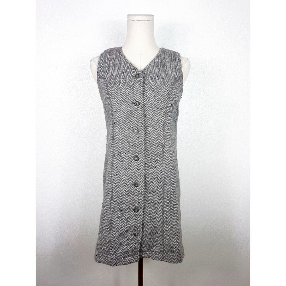 Abercrombie & Fitch Vintage Wool Blend Button up Sleeveless Dress Gray Sz XS - Picture 2 of 6